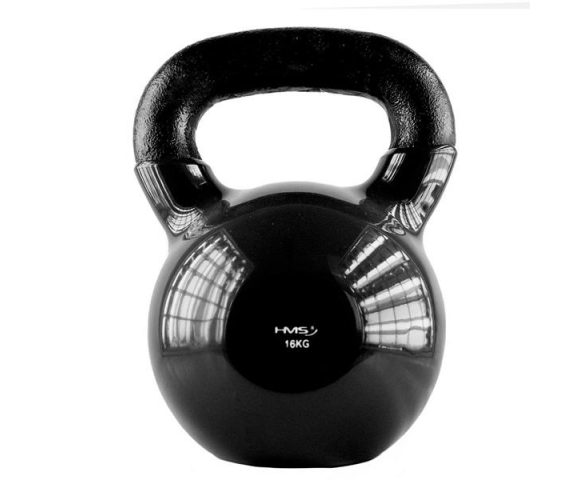 Kettlebell pokrytý vinylem HMS KNV16 16 kg, černý